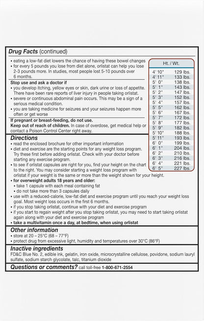 Alli Orlistat Weight Loss Supplement Capsules Starter Pack, 60 Mg, 120 Ct