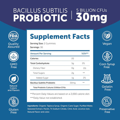 LUNAKAI Probiotic Gummies for Women and Men Digestive Health, 60 Gummies