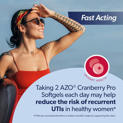 AZO Cranberry Pro Urinary Tract Health Supplement 600mg PACRAN, 100 Softgels