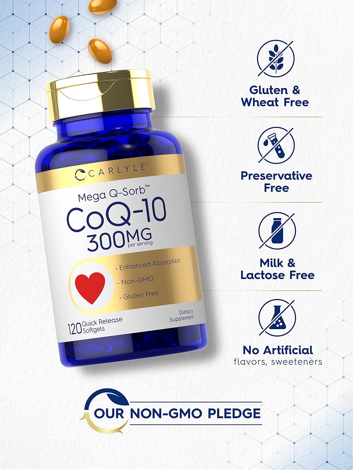 Carlyle CoQ10 300mg with Black Pepper Extract | 120 Softgels