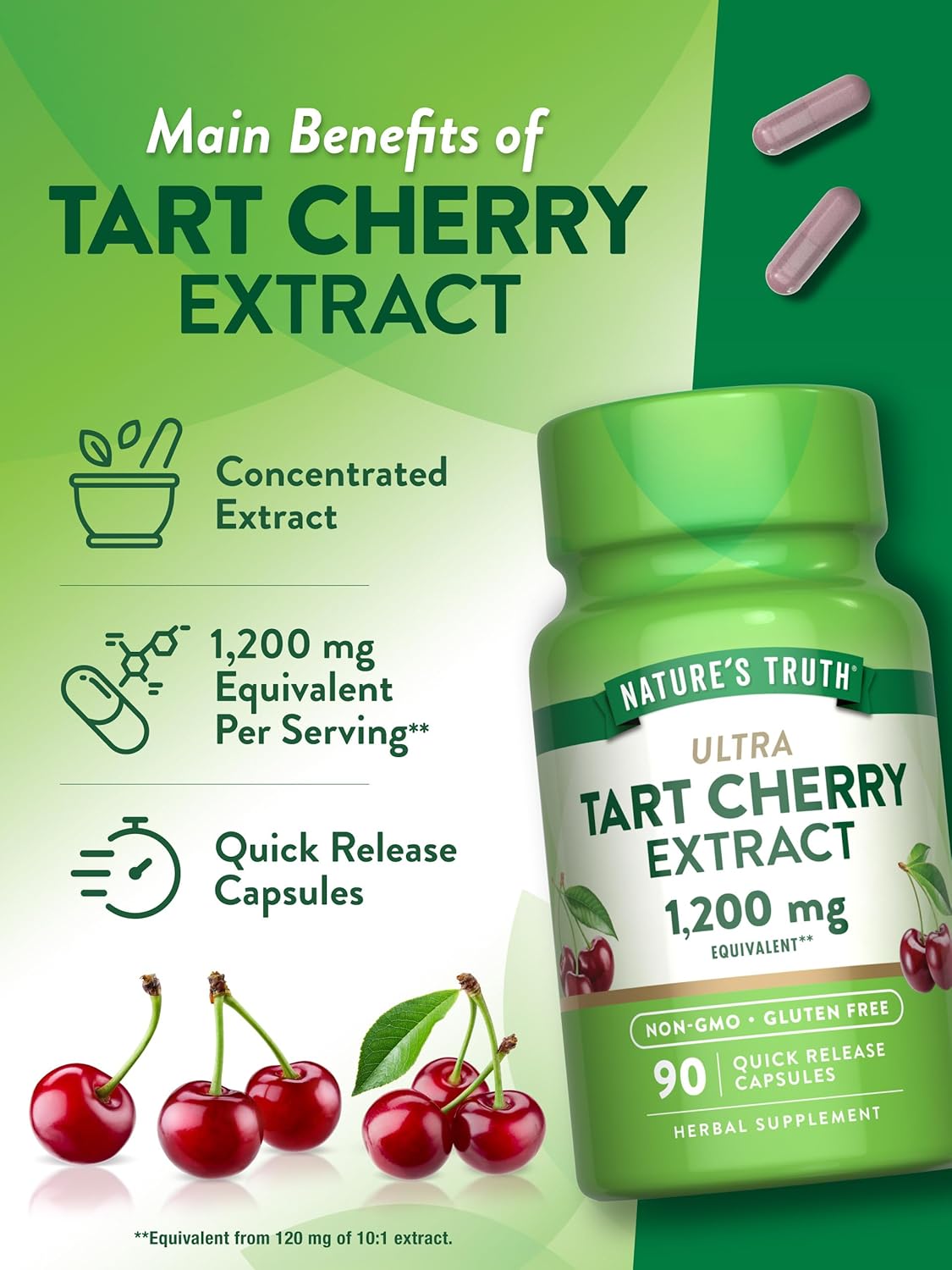 Nature's Truth Tart Cherry Extract Capsules | 1200 mg | 90 Count
