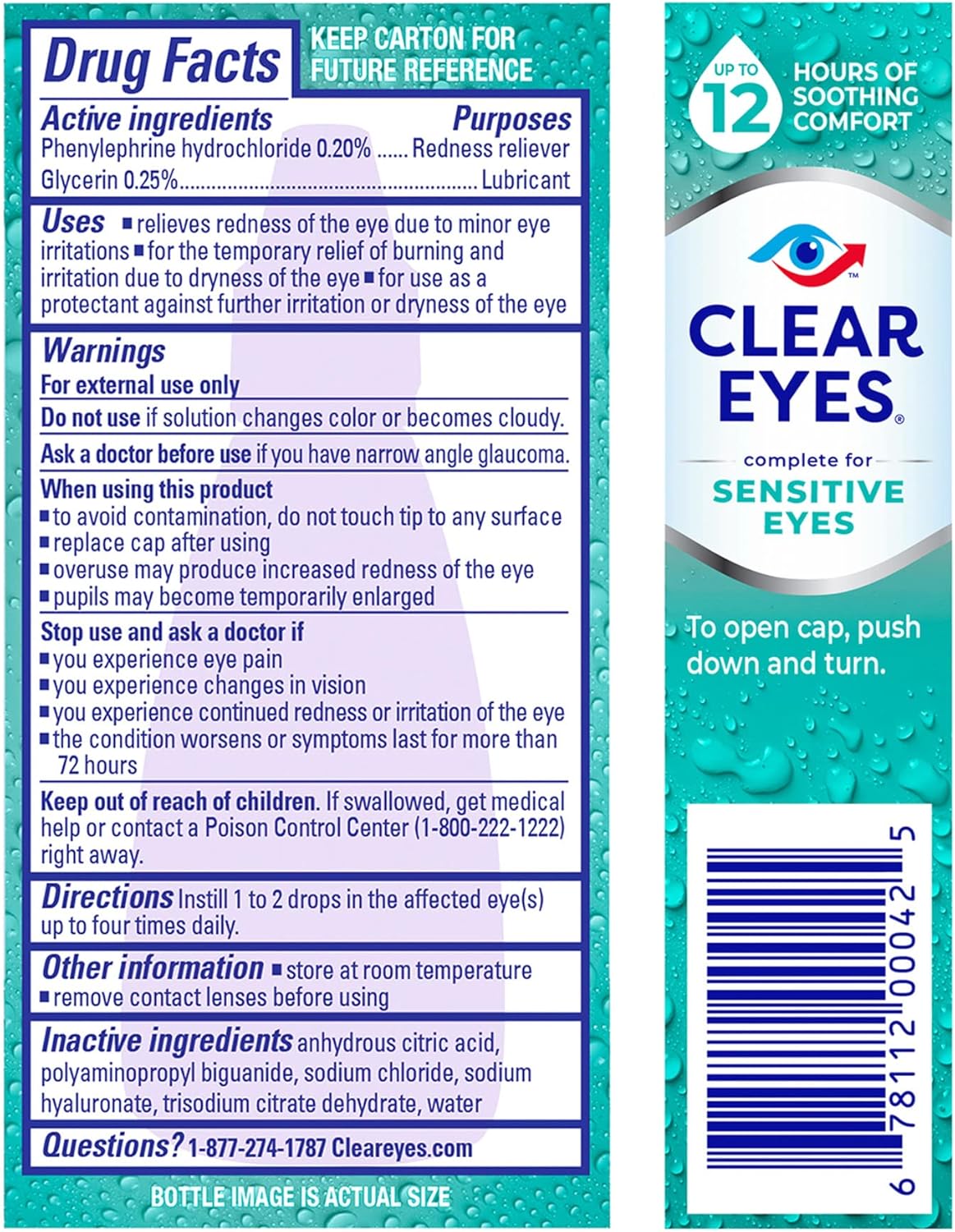 Clear Eyes for Sensitive Eyes, Redness Reliever Eye Drops, 0.5 oz