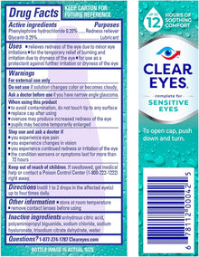 Clear Eyes for Sensitive Eyes, Redness Reliever Eye Drops, 0.5 oz Clear Eyes