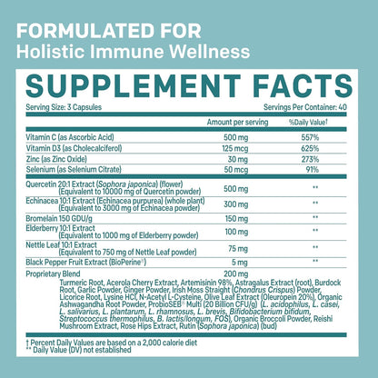 28-in-1 Quercetin with Bromelain Supplement - Quercetin 500mg Capsules for Daily Immune Defense Support - (120 ct)