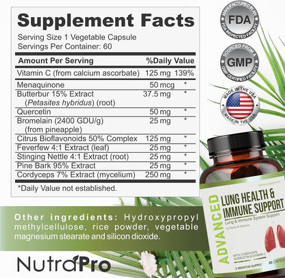 Lung Health & Immune Support Supplement - Lung Cleanse and Detox With Immunity Vitamins For Better Lungs, Immune Defense, Clear Lungs
