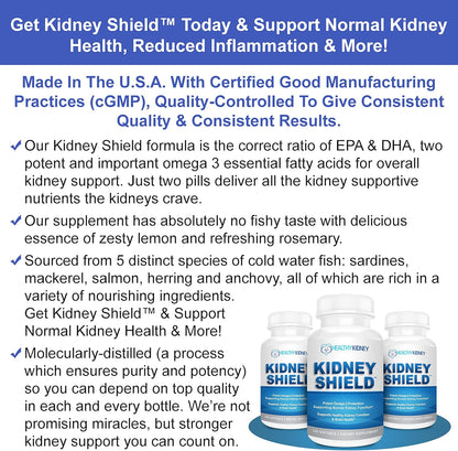 Kidney Shield 120 Caps Kidney Supplement to Support Normal Kidney Function and Support Kidney Health for Kidney Cleanse Omega 3