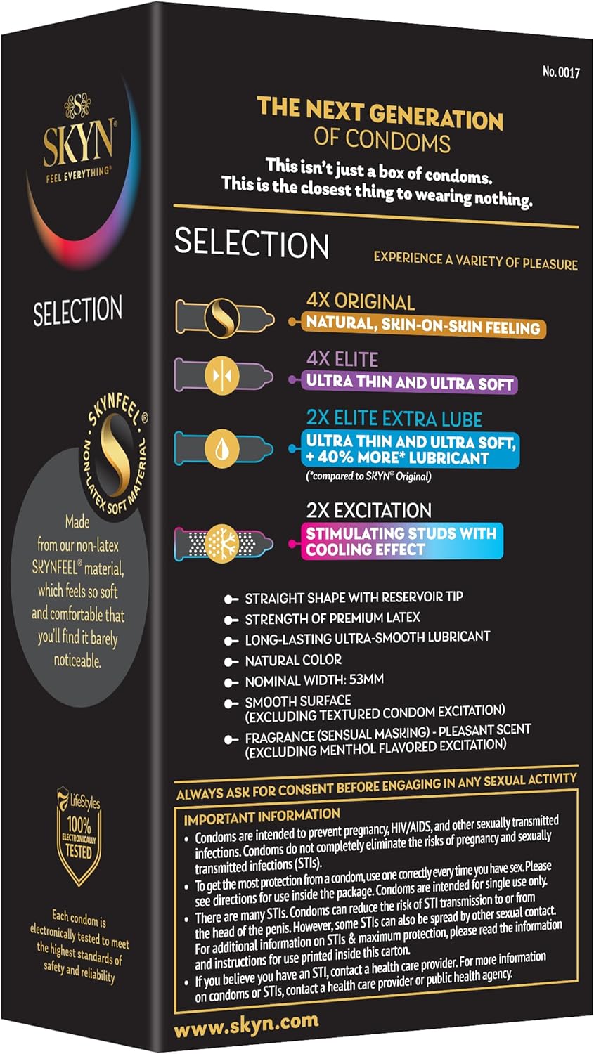 SKYN Selection Non-Latex Condoms - 12 Count; SKYN Original, Excitation, Elite & Elite Extra Lube