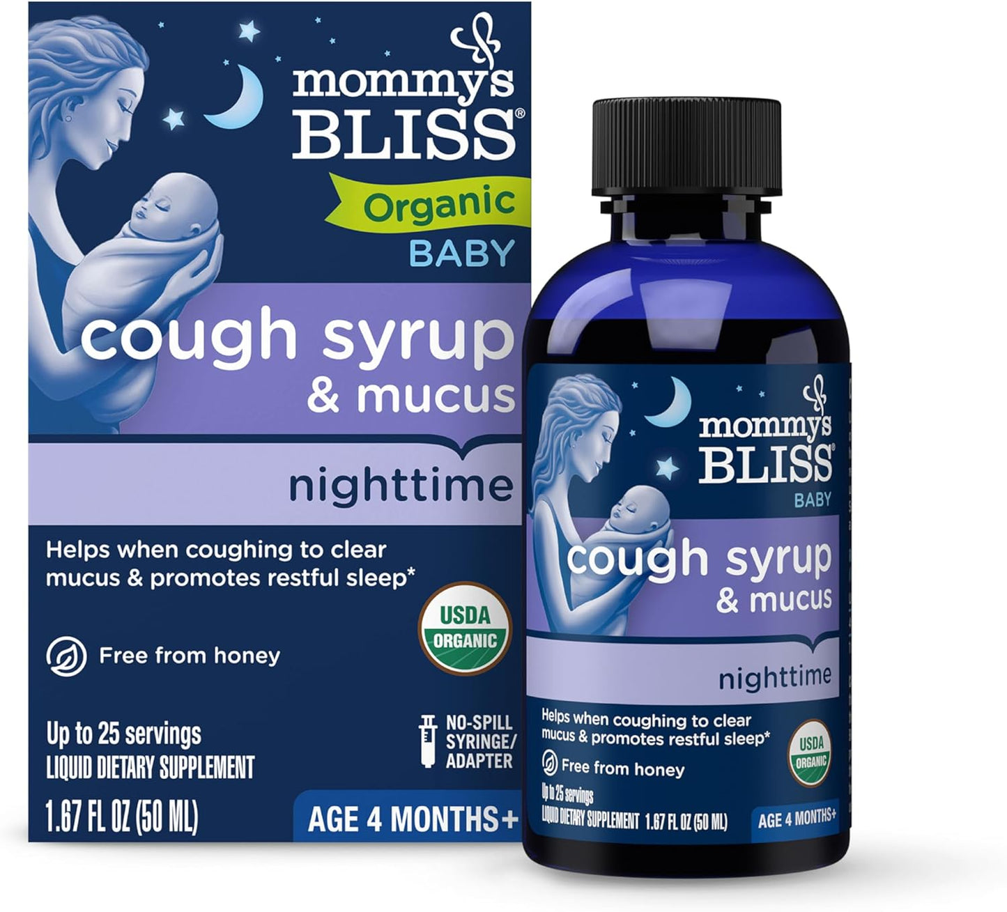 Mommy's Bliss Organic Baby Cough Syrup & Mucus Night Time, 1.67 fl oz