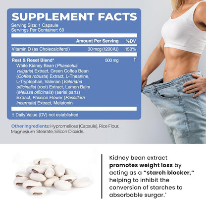 Night Time Fat Burner | Shred Fat While You Sleep | Hunger Suppressant, Carb Blocker & Weight Loss Support Supplements | Burn Belly Fat, Support Metabolism & Fall Asleep Fast | 60 Nighttime Pills