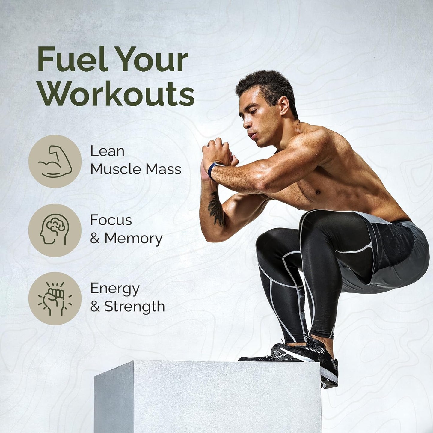 Lift – Daily Energy Supplement, Organic Lions Mane Mushroom for Focus and Sustained Energy + Creatine Monohydrate for Workout Strength and Lean Muscle, 60 Count