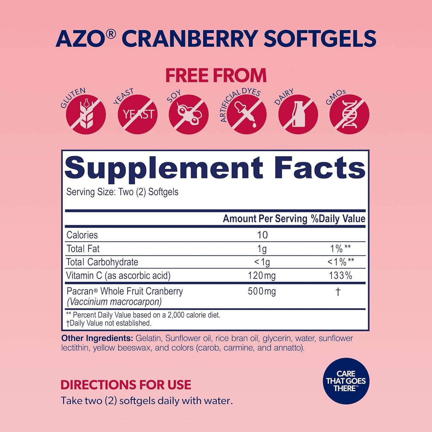 AZO Cranberry Urinary Tract Health Dietary Supplement, Sugar Free, 100 Count