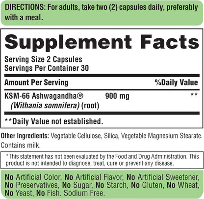Puritan's Pride KSM-66 Ashwagandha® 450mg - 1 Month Supply, 60 Capsules