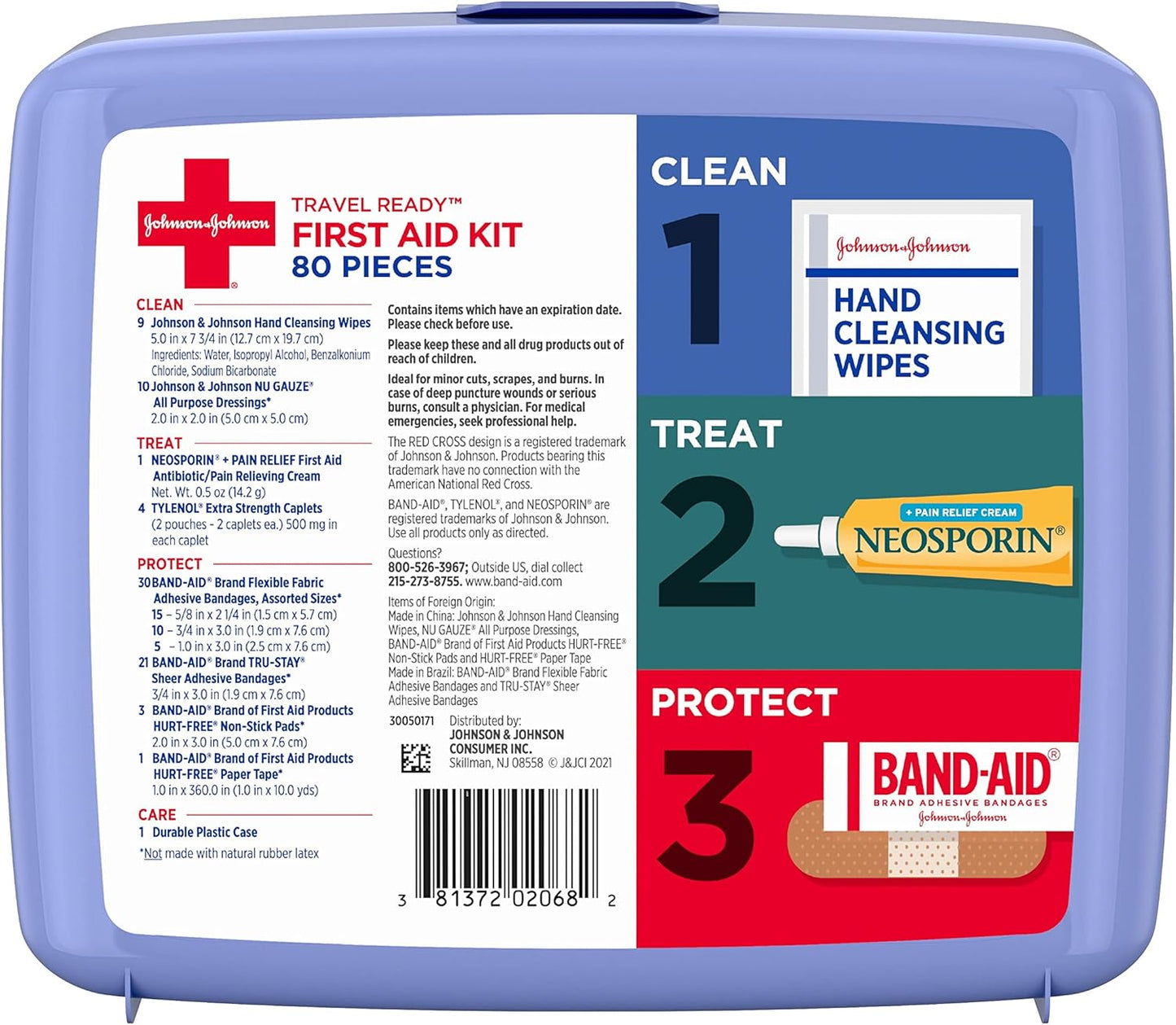 Johnson & Johnson Travel Ready Portable Emergency First Aid Kit, 80 pc