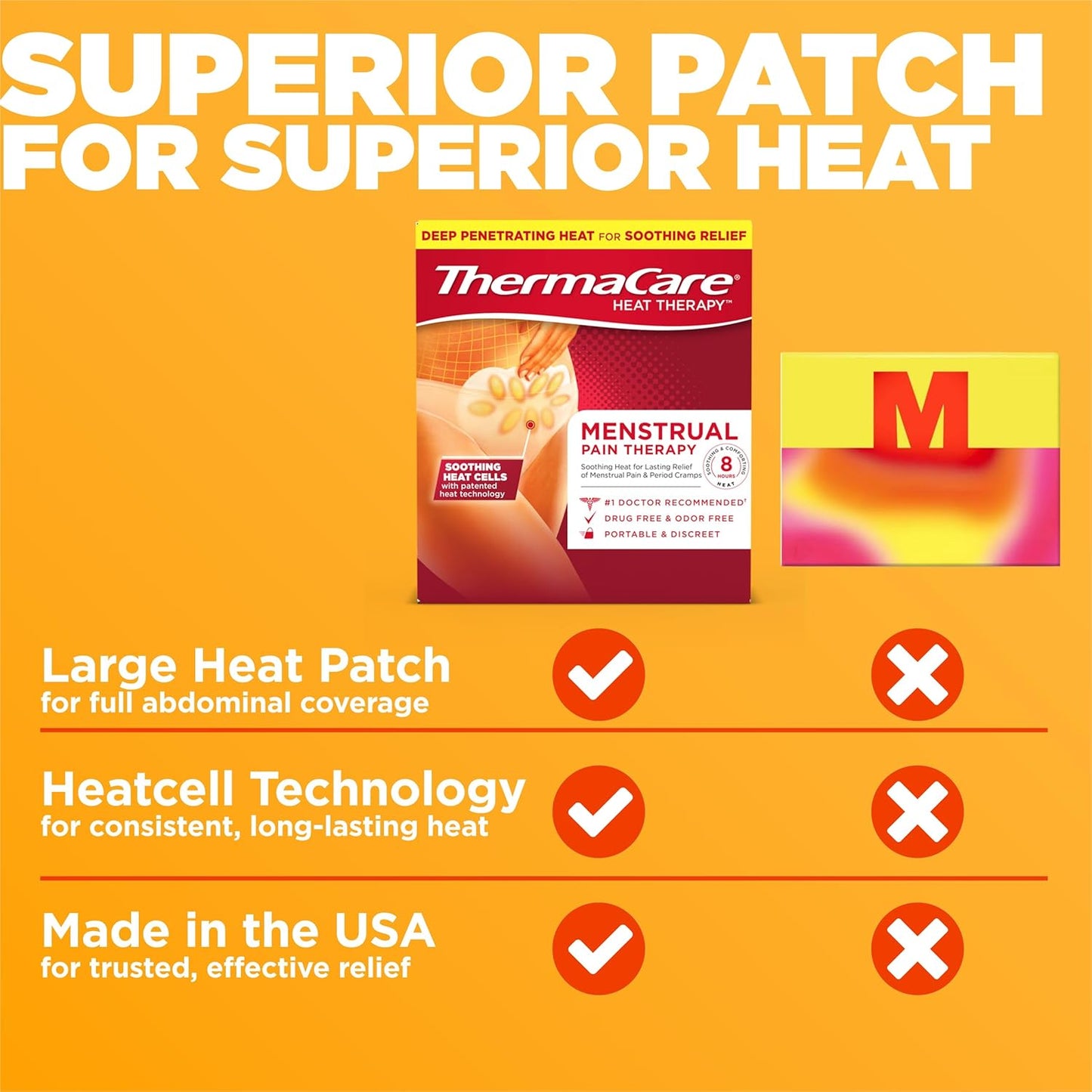 Menstrual Pain Relief Heatwrap, Soothing Heat For Up To 8 Hours of Period Pain Relief, Adheres to Clothes, Discreet, Portable Heat For Real Relief