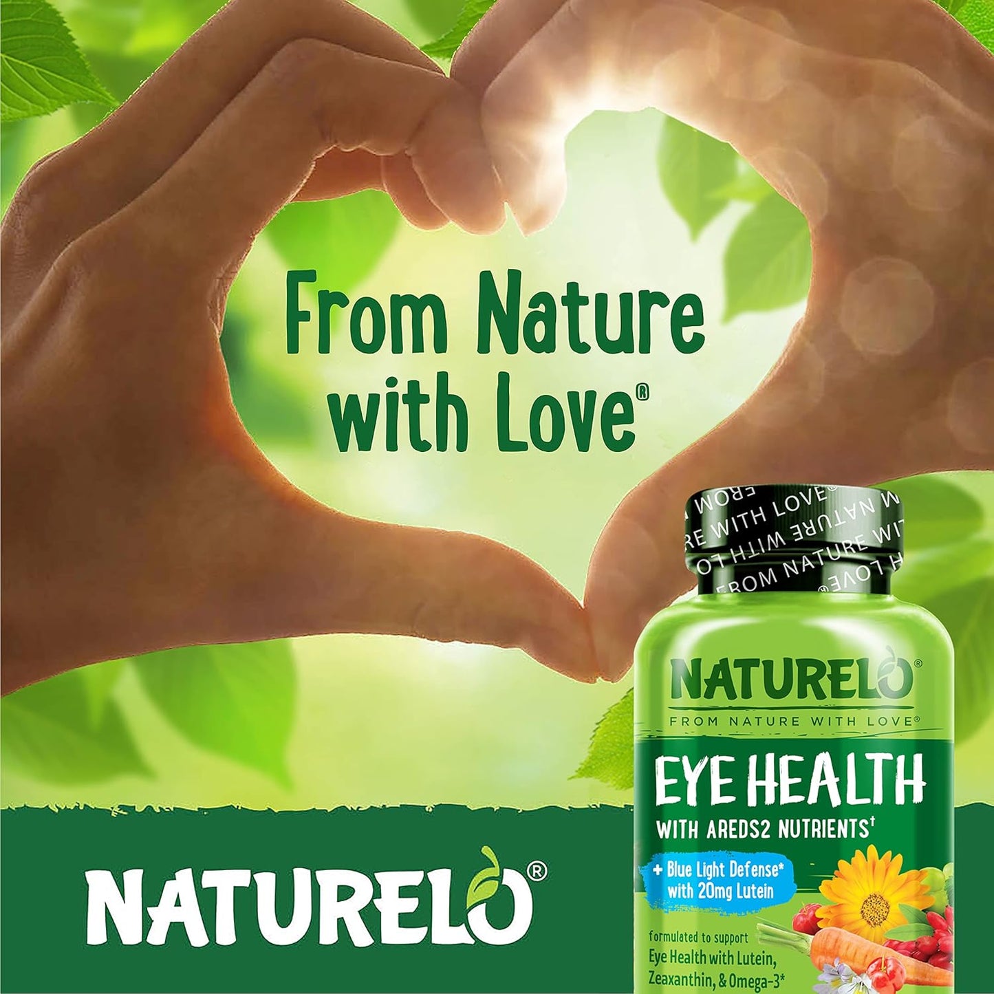 NATURELO Eye Vitamins - AREDS 2 Formula Nutrients with Lutein, Zeaxanthin, Vitamin C, E, Zinc, Plus DHA - Supplement for Dry Eyes, Healthy Vision, Eye...