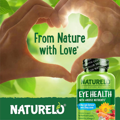 NATURELO Eye Vitamins - AREDS 2 Formula Nutrients with Lutein, Zeaxanthin, Vitamin C, E, Zinc, Plus DHA - Supplement for Dry Eyes, Healthy Vision, Eye...