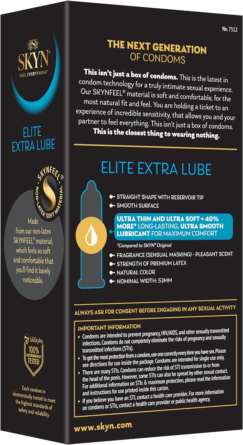 SKYN Elite Extra Lube – Ultra-Thin, Lubricated Latex-Free Condoms