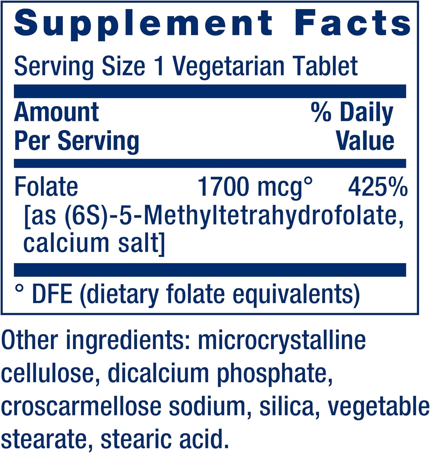 Life Extension, Optimized Folate, 1,700 mcg DFE, 100 Vegetarian Tablets