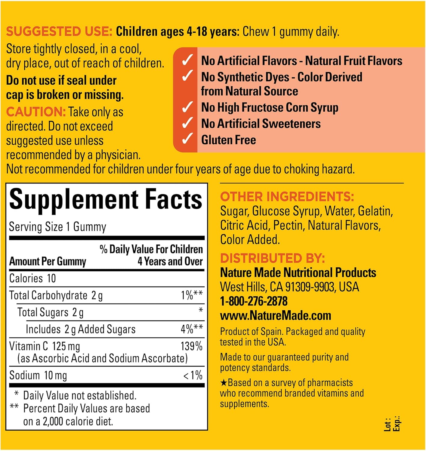 Nature Made Kids First Vitamin C Gummies, 110 count