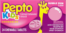 Pepto Bismol Kid's Chewable Tablets for Heartburn, Acid Indigestion, Sour Stomach, and Upset Stomach, Bubblegum Flavor, 24 ct Pepto Bismol