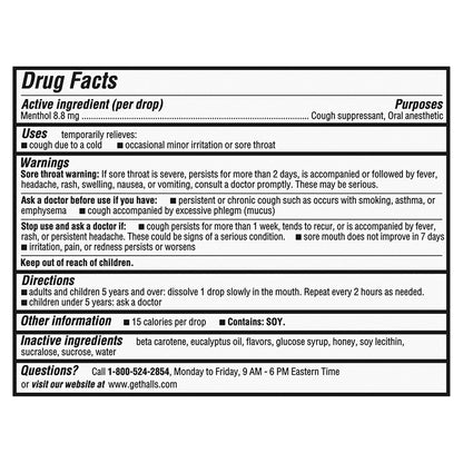 HALLS Relief Honey Lemon Cough Drops, 20 Packs of 9 Drops
