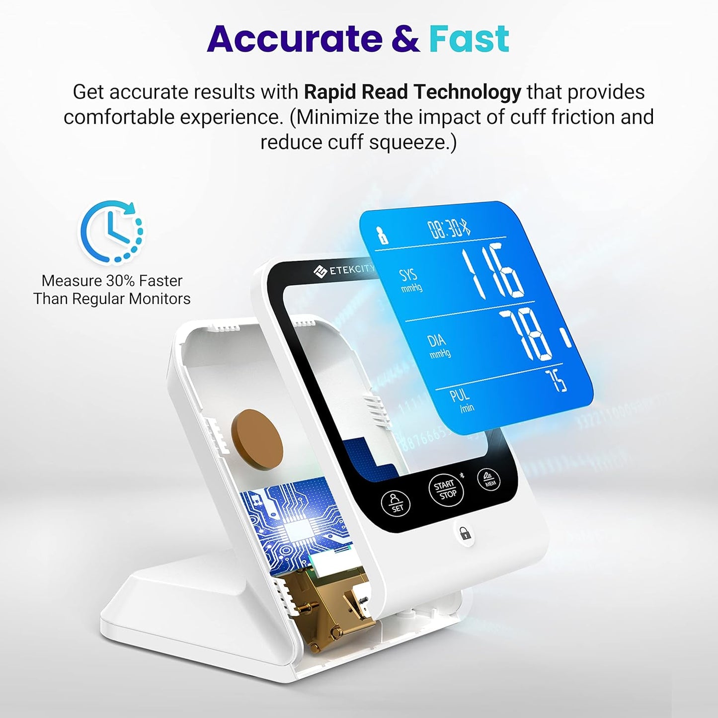 Etekcity Blood Pressure Monitors for Home Use, Machine by Etekcity, FSA HSA Approved Products, Adjustable Cuff Large Upper Arm Friendly, Smart Unlimited Memories in App, Dual Power Sources