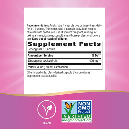 Nature’s Way Vitex Fruit, Traditional Support of Monthly Cycle*, Vegan, Non-GMO, 320 Capsules