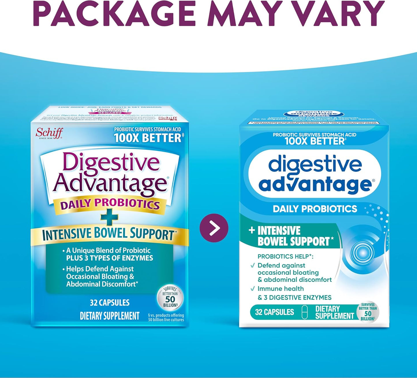 Digestive Advantage IBS Probiotics for Digestive Health & Intensive Bowel Support, for Women & Men with Digestive Enzymes, Support for Occasional Bloating & Gut Health, 96ct Capsules