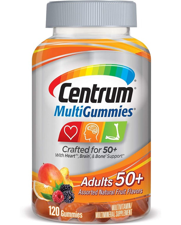 Centrum Multivitamin Gummy for Adults 50 Plus, Assorted Flavor, Fruit, 120 Count