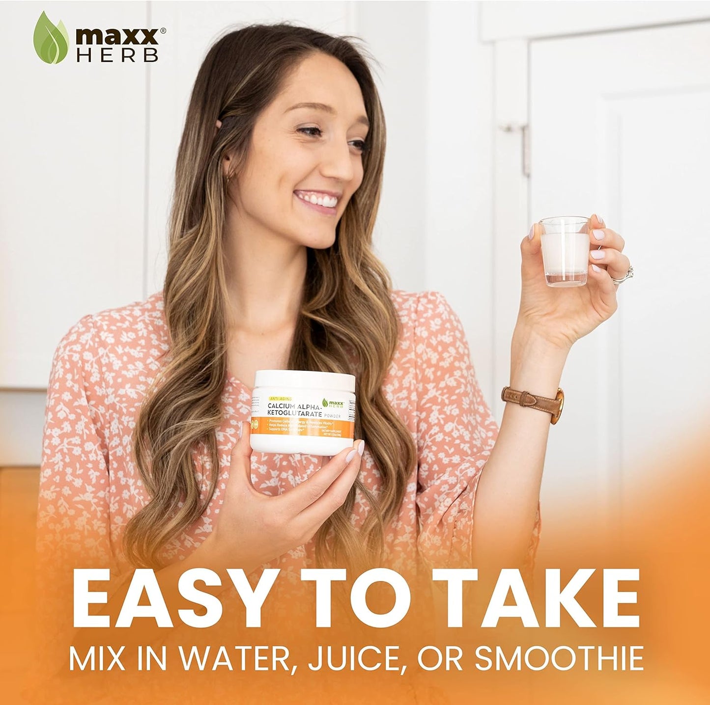 Maxx Herb Calcium AKG, Pure Calcium Alpha - Ketoglutarate Powder (Ca-AKG), for Energy, Vitality, Mental Focus, Clarity & DNA Structure, Non-GMO & Gluten Free - 100 Gram Jar (67 Servings)