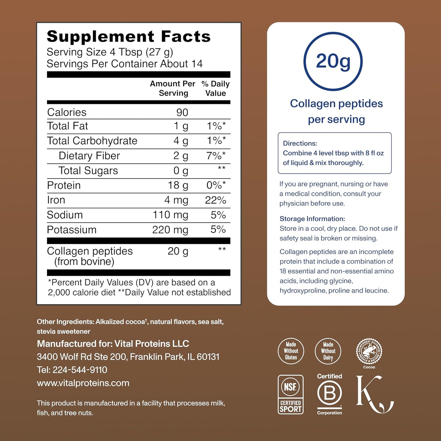 Vital Proteins Collagen Peptides Powder - Chocolate Powder, 13.5oz