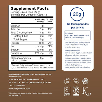 Vital Proteins Collagen Peptides Powder - Chocolate Powder, 13.5oz