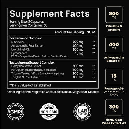 Terra Elmnt Testosterone Booster for Men 8X Strength 21,800mg, 90 capsules