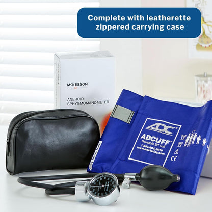 McKesson LUMEON Professional Aneroid Sphygmomanometer, Blood Pressure with Cuff, Pocket Size, Royal Blue, Adult Small, 1 Count
