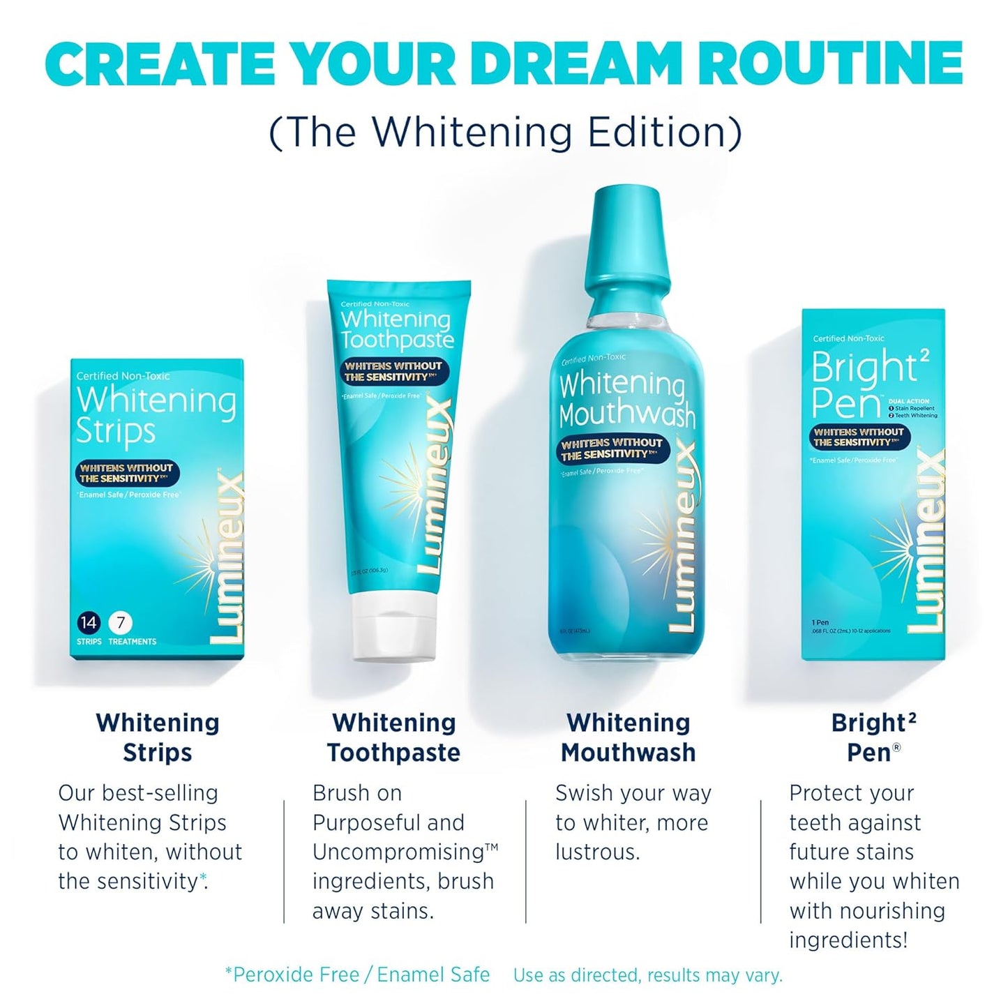 Lumineux Teeth Whitening Mouthwash 16 Oz. - Enamel Safe - Whitening Without the Sensitivity - Certified Non-Toxic - Whiter Teeth in 7 Days or Less w/o Sensitivity - NO Alcohol, Fluoride & SLS Free