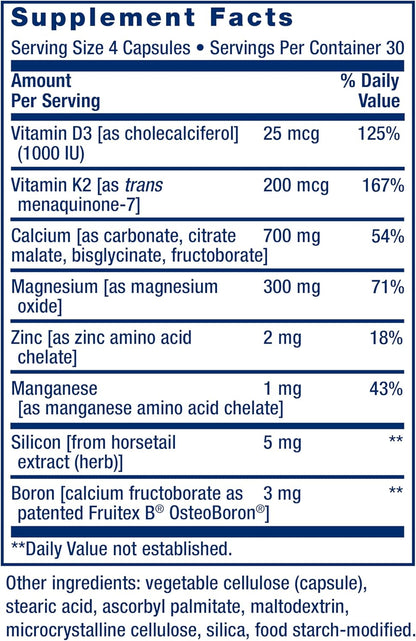 Life Extension Bone Restore + Vitamin K2 Vitamins & Minerals Maintain Bone Health & Strength - Fortifying Nutrients Calcium, D3 & Important Bone Building Minerals - Non-GMO, Gluten-Free -120 Capsules