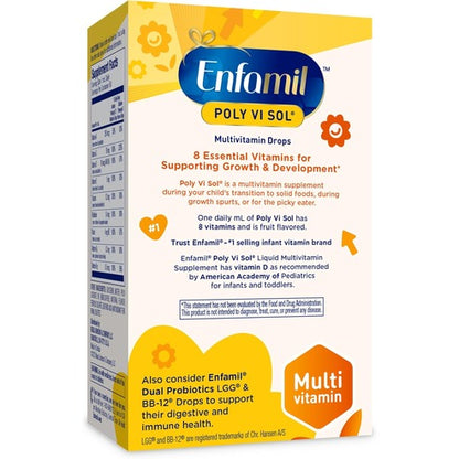 Enfamil Poly-Vi-Sol Liquid Multivitamin Supplement for Infants and Toddlers, 50 mL dropper bottle (Packaging May Vary)