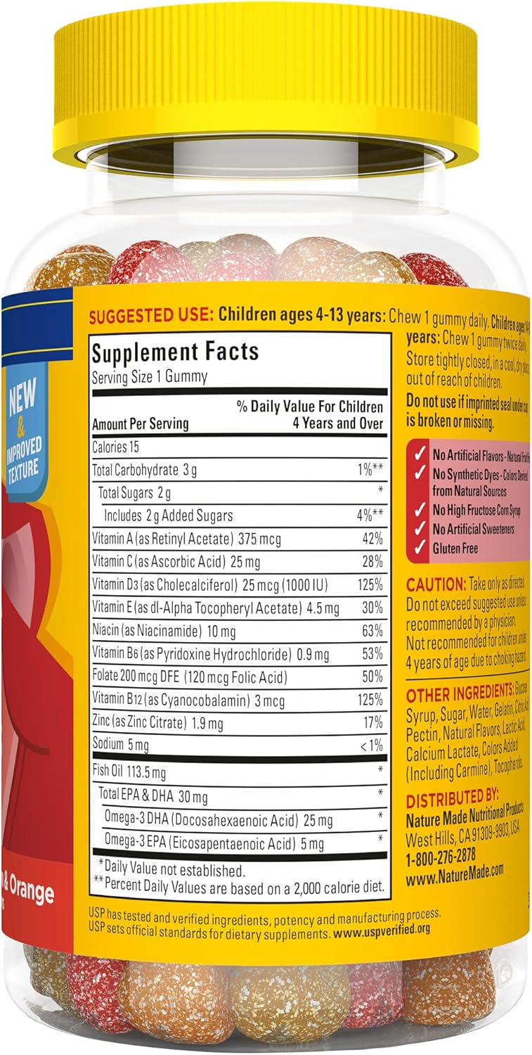 Nature Made Kids First Multivitamin with Omega-3, Kids Vitamins and Minerals for Nutritional Support, 70 Kids Multivitamin Gummies