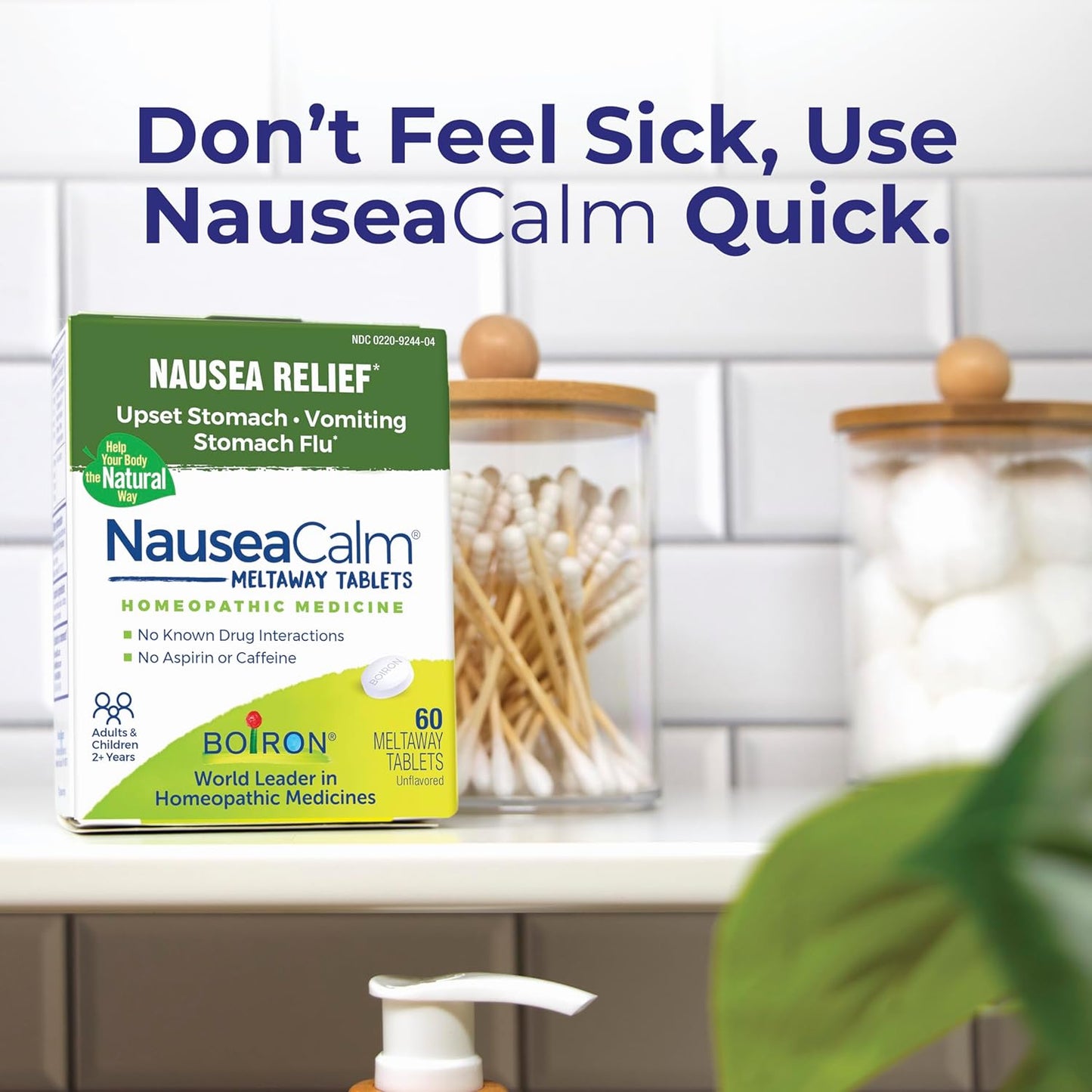 NauseaCalm Relief for Upset Stomach, Nausea, and Vomiting Due to Stomach Flu, Overindulgence, or Motion Sickness - Non-Drowsy - 60 Count