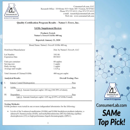 Nature's Trove SAM-e 400mg 30 Enteric Coated Caplets