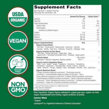 COUNTRY FARMS Super Greens Natural Flavor, 50 Organic Super Foods, 20 Servings, 10.6 Oz