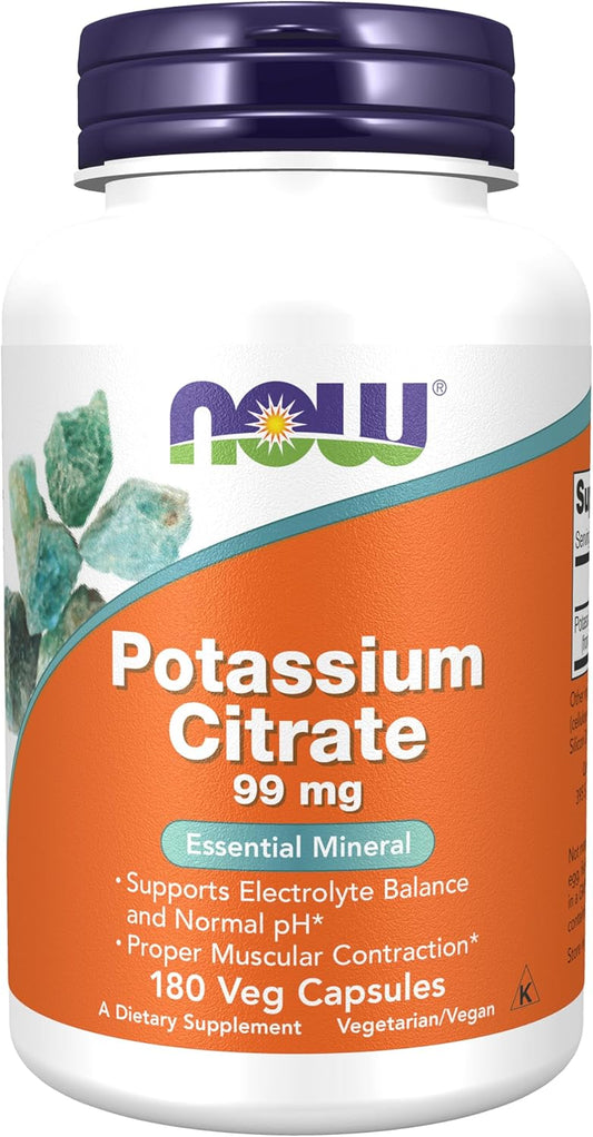 NOW Foods Supplements, Potassium Citrate 99 mg, 180 veg Capsules