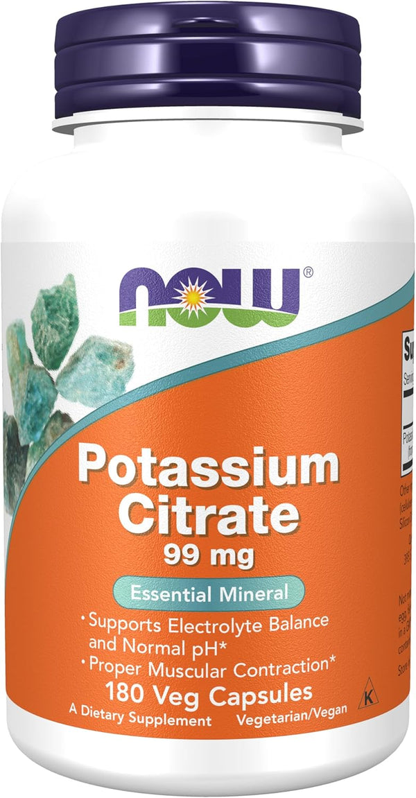 NOW Foods Supplements, Potassium Citrate 99 mg, 180 veg Capsules NOW
