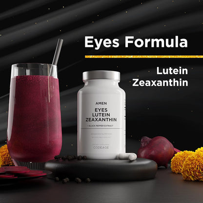 Amen Eyes Lutein Zeaxanthin Supplement - Marigold Red Beet Root Black Pepper - Eye Care, Vision Support Vitamins Formula - 3-Month Supply - Non-GMO - Vegan - 90 Capsules