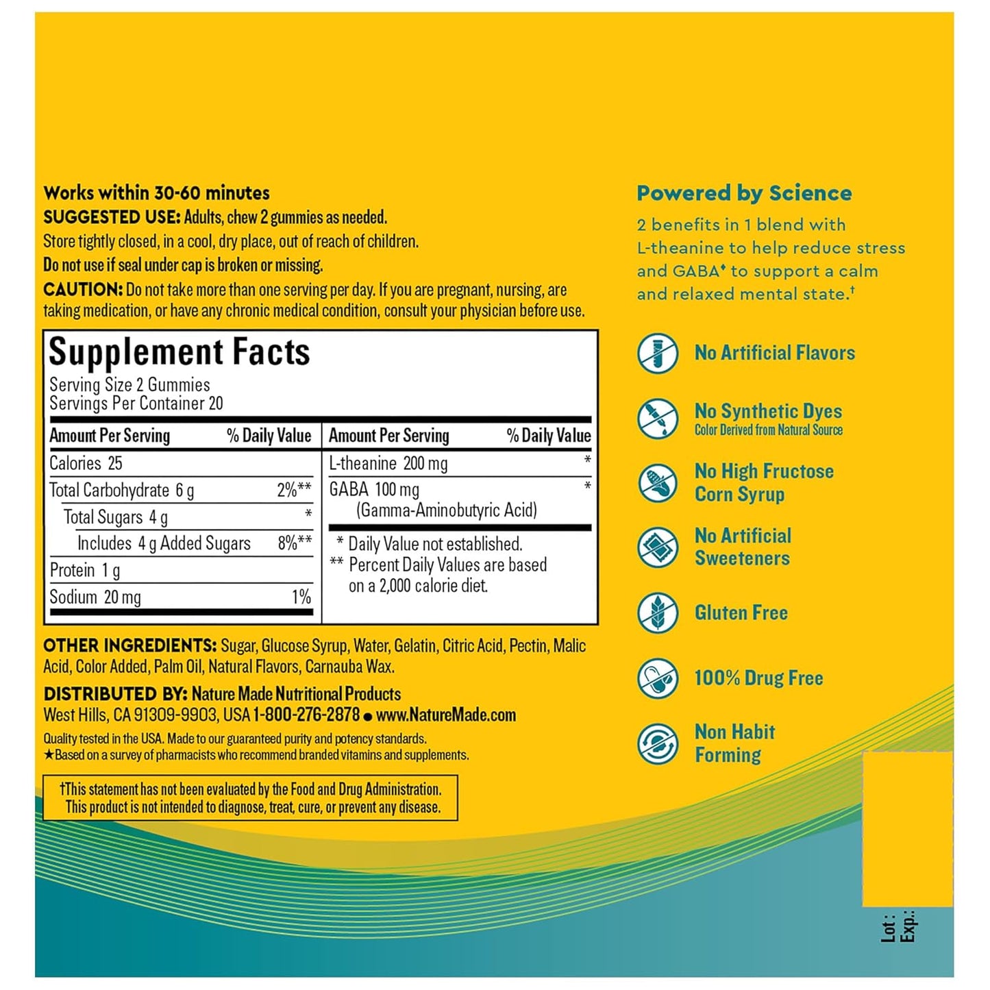 Nature Made Wellblends Stress Relief Gummies, L theanine 200mg to Help Reduce Stress - 40 Strawberry Flavor Gummies