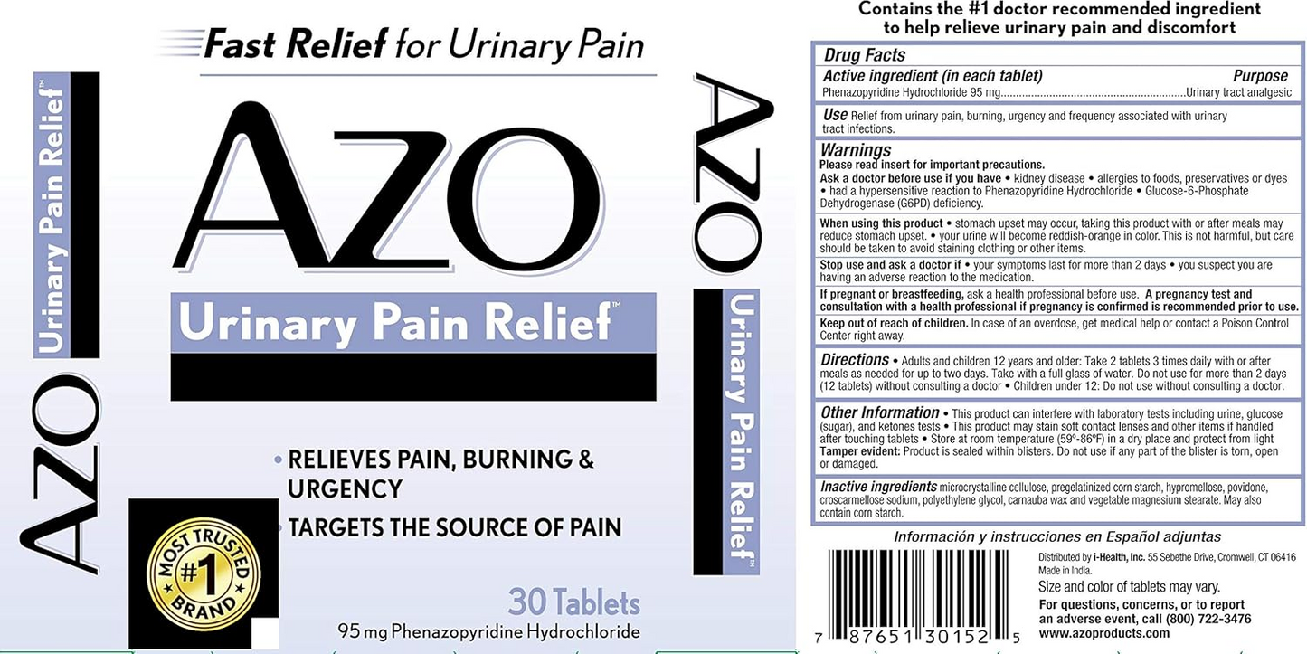 AZO Urinary Pain Relief, Dietary Supplement - for Urinary Discomfort, 30 Count