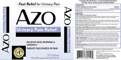 AZO Urinary Pain Relief, Dietary Supplement - for Urinary Discomfort, 30 Count