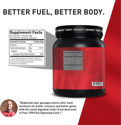 JYM Supplement Science Post Fast-Digesting Carb - Post-Workout Recovery Pure Dextrose | JYM Supplement Science | Mandarin Orange Flavor, 30 Servings, 2.2 Pound, 35.04 Ounce