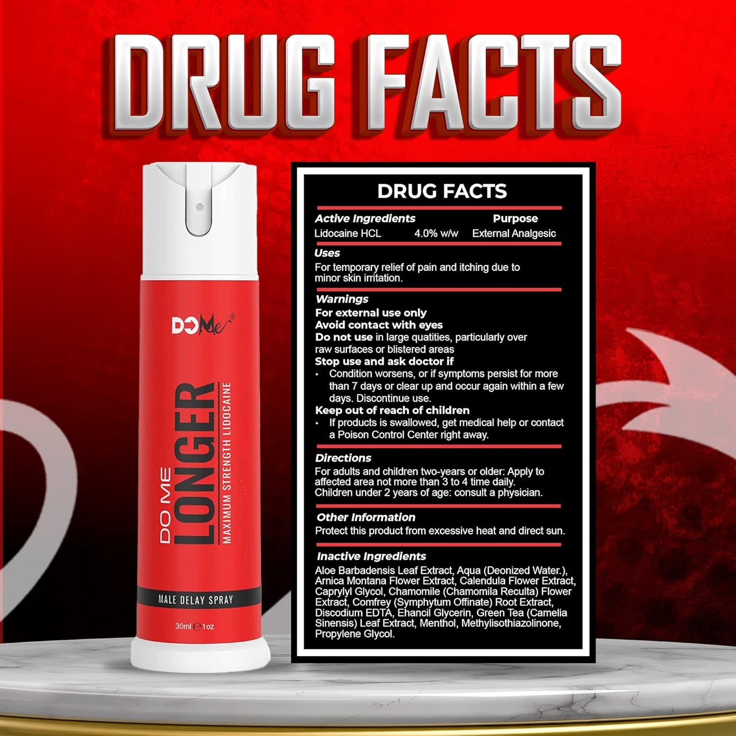 Delay Spray for Him - Premium Lidocaine Numbing Spray Product for Men to Last Longer in Bed - Advanced Climax Control Desensitizing Spray Product for Men - 1oz (30mL)