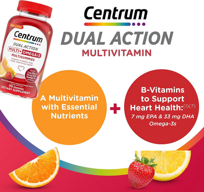 Centrum MultiGummies Multi+ Omega 3 Dual Action - 110 Count